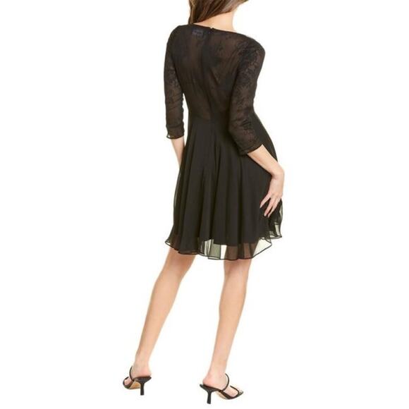 NEW The Kooples Chiffon Lace Up Mini Dress (Sz XXS) Fit-And-Flare Black - Picture 2 of 14